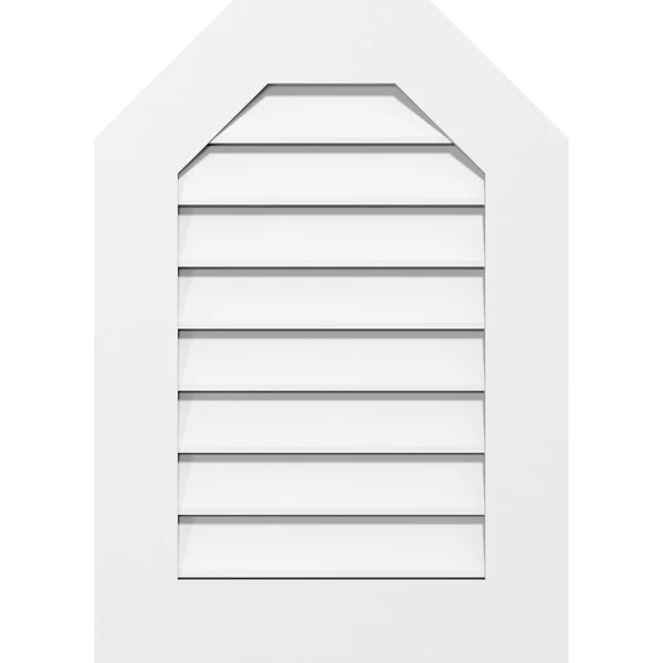 Ekena Millwork GVPOT14X3201SF 14x22W x 32x22H Octagonal Top Surface Mount PVC Gable Vent: Functional - w/ 3-1/2x22W x 1x22P Stand