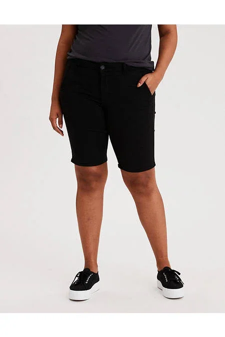 Ae Khaki Skinny Bermuda Short Women's Faded Black 000