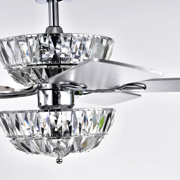 Senma Dual Lamp 52-Inch 6-Light Lighted Ceiling Fan with Crystal Bowl Shades Remote Controlled