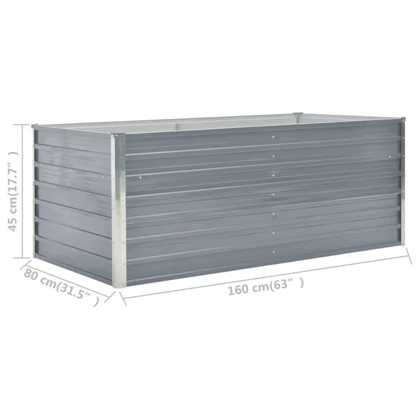 vidaXL Raised Garden Bed 63x22x31.5x22x17.7x22 Galvanized Steel Gray