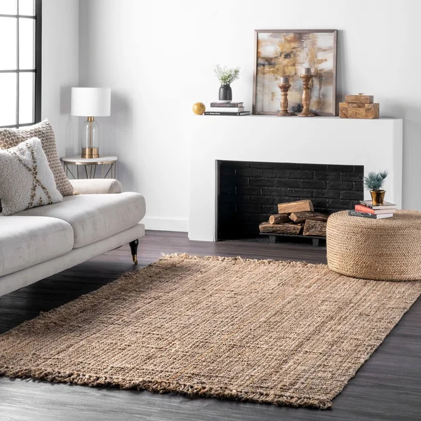 nuLOOM Beige Chunky Loop Jute Rug 6& Square