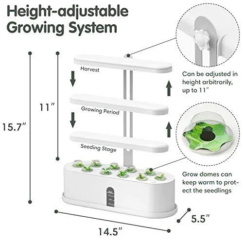 Hydroponics Growing System - Automatic Timer Indoor Herb Germination Kits with LED Grow Light, Height Adjustable Smart Garden Sta