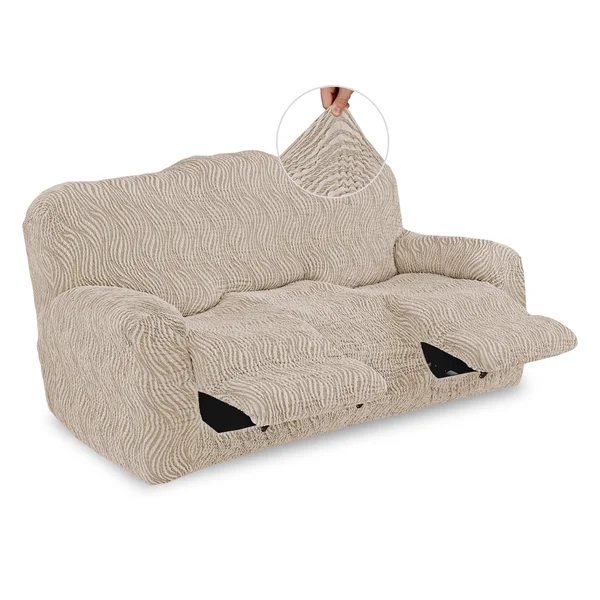 3 Seater Recliner Slipcover - Jacquard 3D Collection Beige Vento