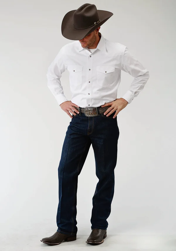 Roper Men's Poplin White Snap Shirt
