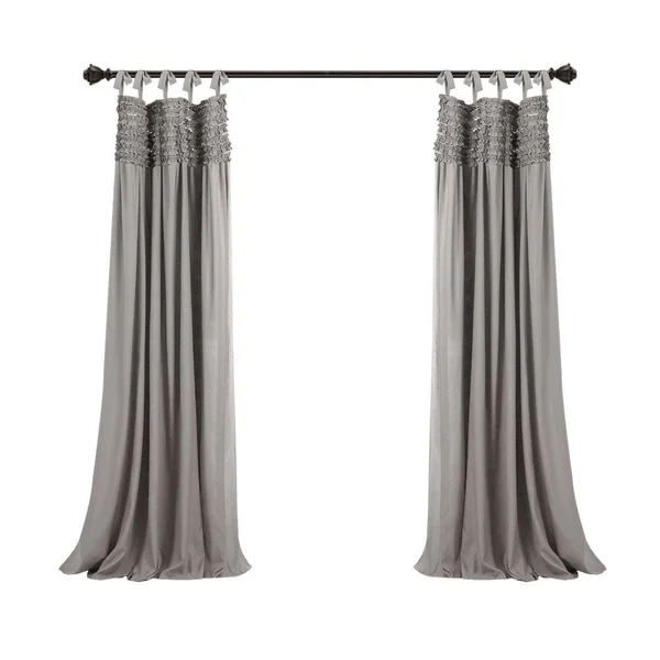 Lush Decor Lydia Ruffle Window Curtain Panels Gray 40X95 Set