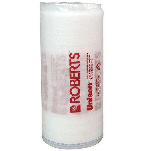 Roberts Unison 1, 500 Sq. ft. Roll, 375 ft. x 4 ft. x 3/32 in., 2-in-1 Underlayment for Laminate and Engineered Wood Flooring