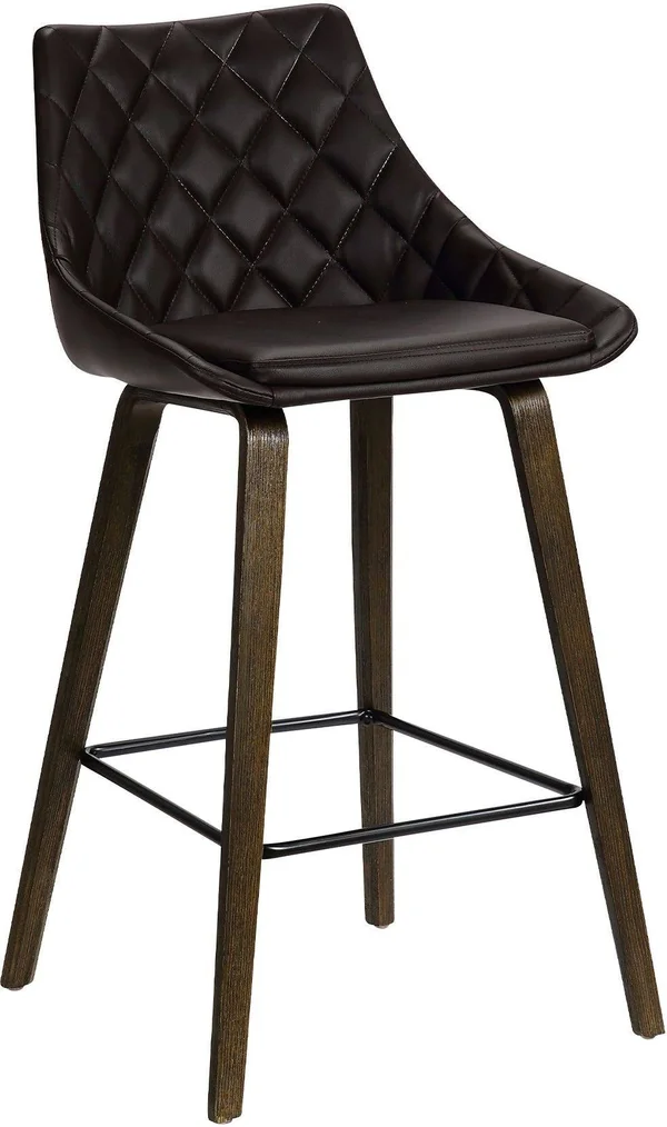 Armen Living Dani 26x22 Brown Faux Leather Barstool in Walnut Glazed Finish