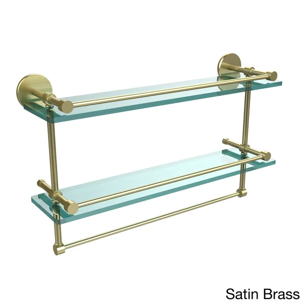 Allied Brass Gallery Double Glass Shelf with Towel Bar - Antique Copper - 22 inch