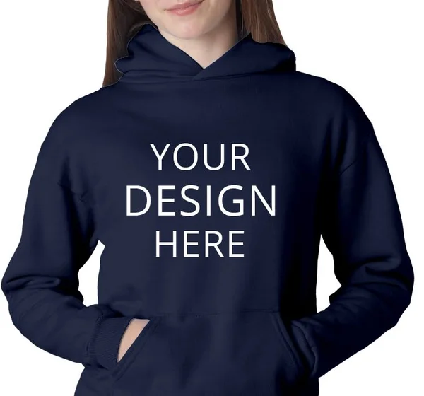 Custom Printed Champion Hoodies - Heavyweight Pullover Hooded Sweatshirt - Size: XL, Navy