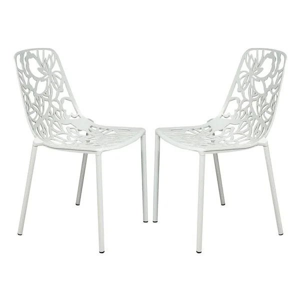 LeisureMod Devon Patio Dining Chair Finish: White