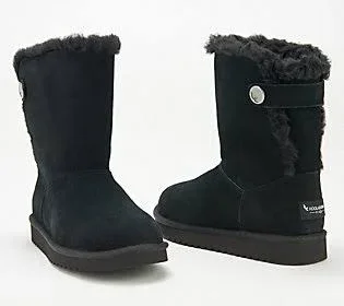 Koolaburra by Ugg Suede Button Short Boots - Jordina - Size 11 Medium, Black