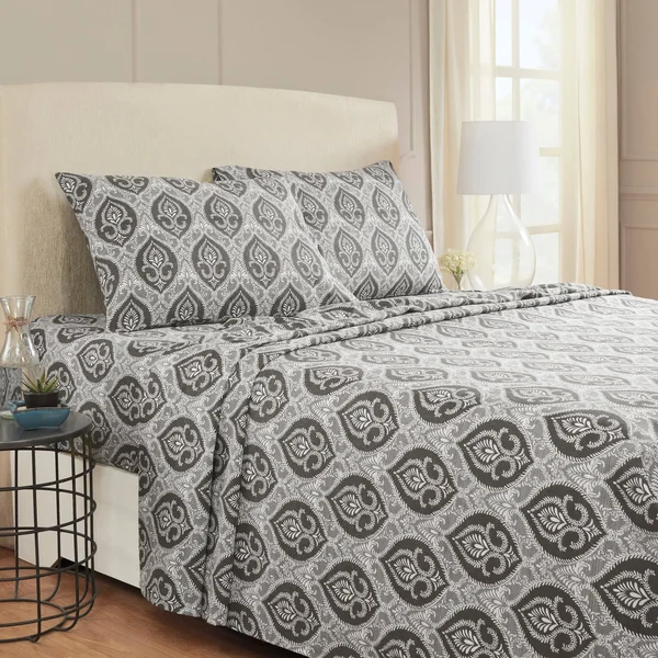 Fleur-de-lis Deep Pocket Sheet Set by Superior Ivory, Queen