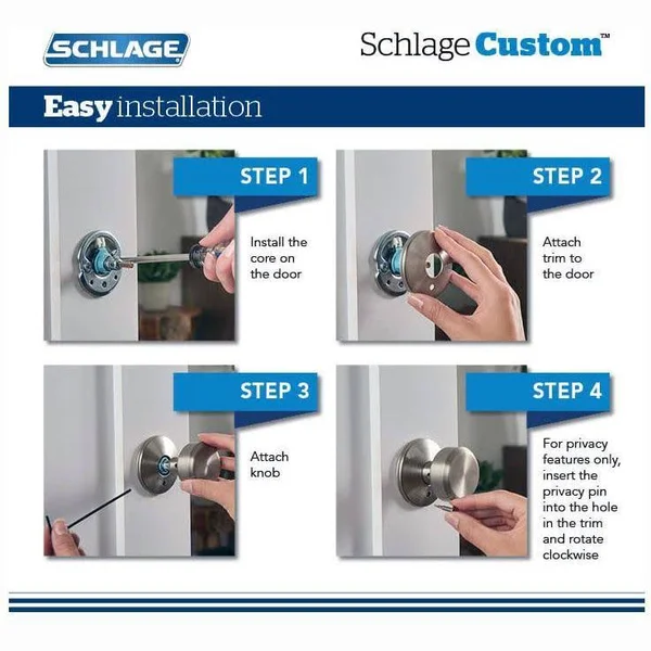 Schlage Custom FC172ALX619ALD Alexandria Knob with Alden Rose Non Turning Dummy Lock Satin Nickel Finish