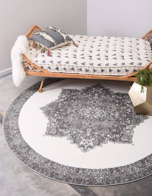Unique Loom Canal Rosso Rug - 4& 0 x 4& 0, Round