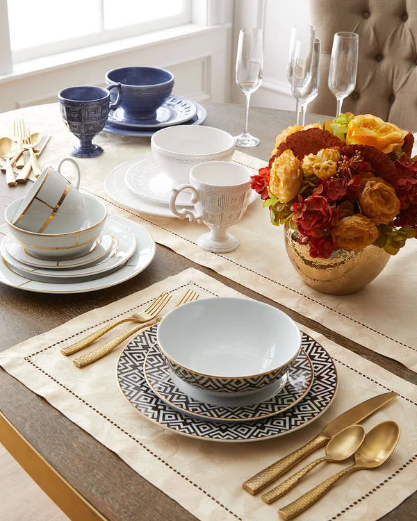 Sferra, Acanthus - Sage Oblong Placemats 14x20, Set 4