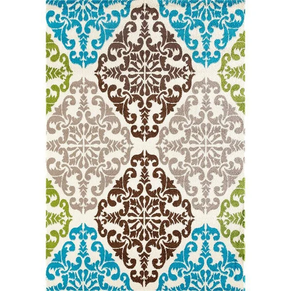MDA Home Mythos Blue/Brown Medallion Polypropylene Area Rug - 8&1x22 x 10&5x22