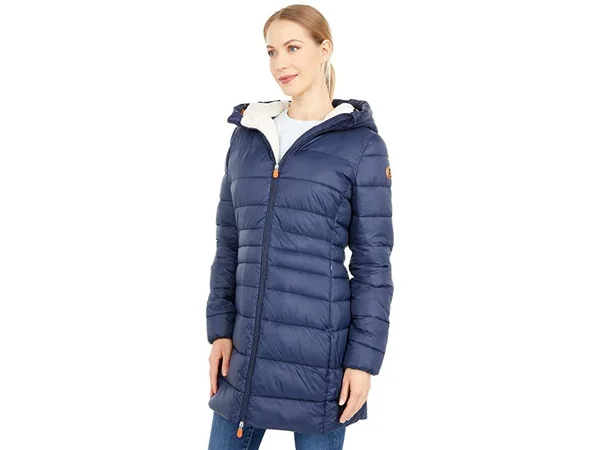 Save The Duck Women's Giga Hooded Coat with Faux Lambskin Lining