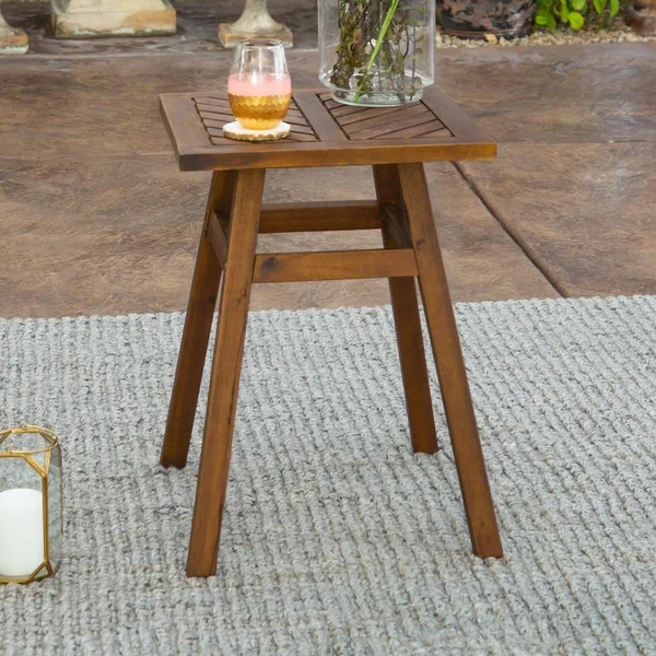Walker Edison Furniture Company Dark Brown Acacia Wood Outdoor Side Table