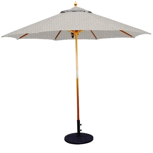 11& Umbrella with Light Wood Pole and Canvas Shade, Beige Off-White, Size 11-Foot #18351