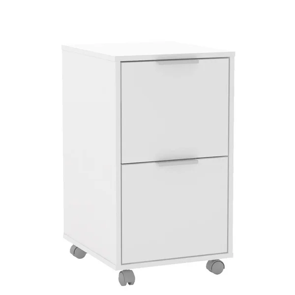 Polifurniture Corporatio Fresno White File Cabinet with 2-Drawer, While Melamine