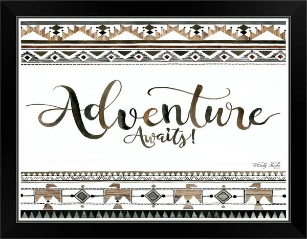 Adventure Awaits, Black Framed Wall Art, 24x18, Great Big Canvas