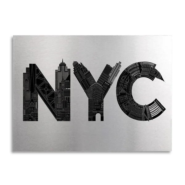 Trademark Fine Art 'NYC' Canvas Art by Robert Farkas - Floating, Brushed Aluminum, 16 inch x 22 inch, Size: Large