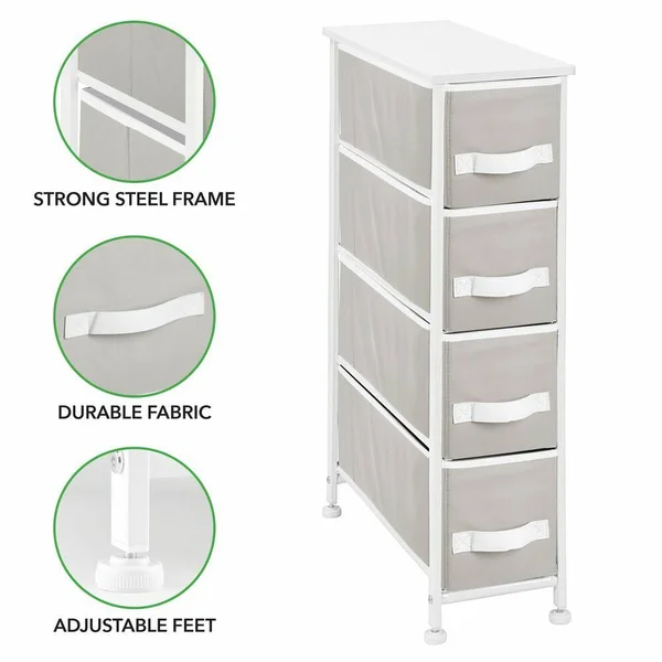 mDesign Narrow Dresser Storage Organizer Tower, 4 Drawers