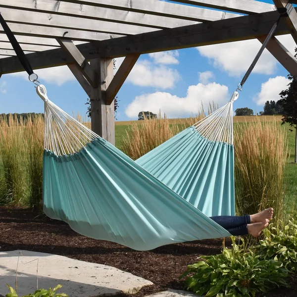 Vivere Brazilian Double Polyester Hammock - Aqua Color