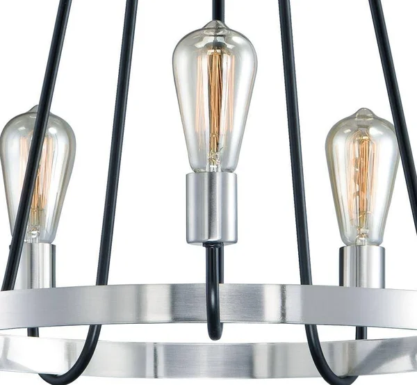 Maxim Lighting 11735BKSN Haven 5 Light Chandelier, Black, Satin Nickel