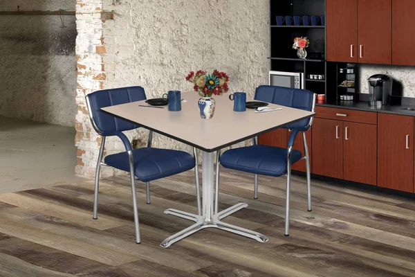 Regency Via 48x22 Square X-Base Table- Mahogany/Chrome