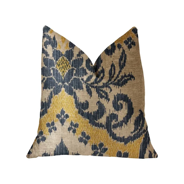 Plutus Lasso Blue - Beige and Yellow Luxury Throw Pillow