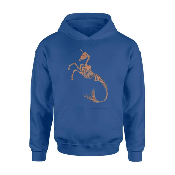 Wisptee, Unicorn Mermaid Skeleton Tshirt - Halloween Tshirt - Standard Hoodie, 5XL, Royal