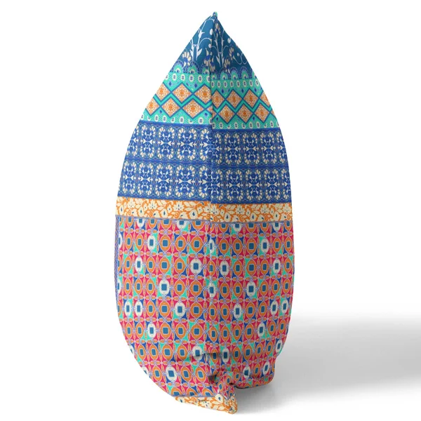 Amrita Sen Flower Castle Patchwork Broadcloth Indoor Outdoor Pillow, Zippered, Blueorange