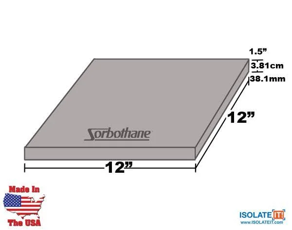 Sorbothane 12 x 12 Sheet Stock 0.188x22 -- 3/16x22 -- 4.775mm - 40