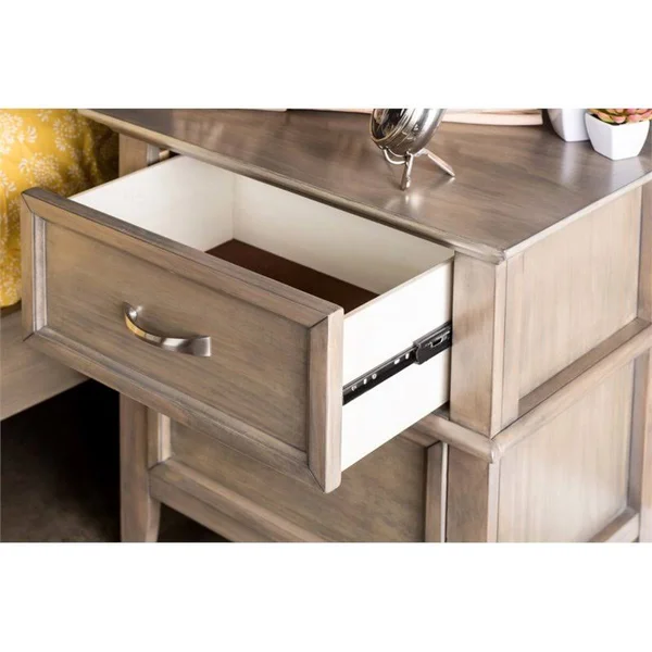 Furniture of America Ackerson 2 Drawer Nightstand in Weathered Oak