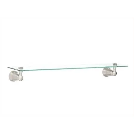Banbury 5-4/25 in. L x 3 in. H x 22-3/4 in. W Wall-Mount Clear Glass Shelf in Brushed Nickel - Size: 03 in