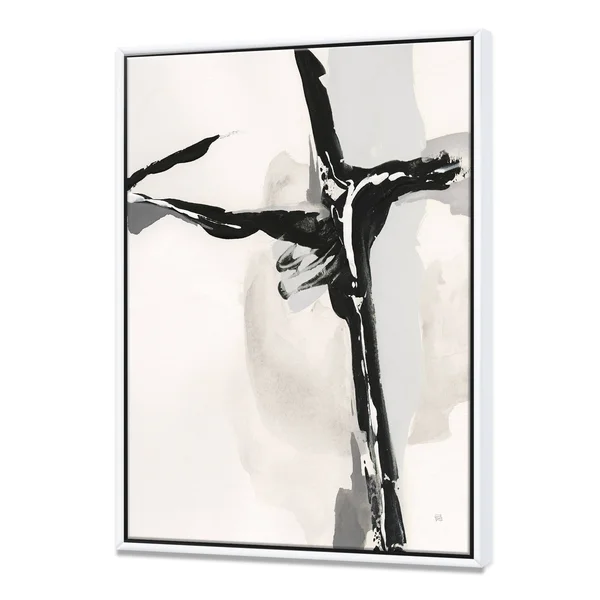 Designart 36x22 x 46x22 Abstract Neutral II Fabric Canvas Wall Art in Black - FL30325-34-44-GD