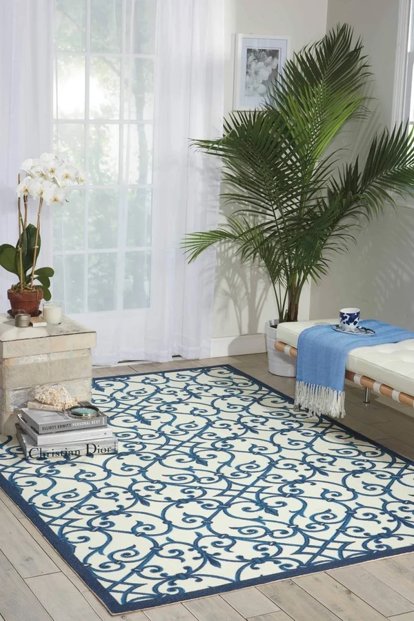 Nourison Home & Garden RS093 Area Rug, Blue, 7&9x22 x 10&10x22