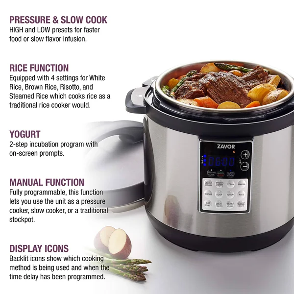 Zavor Lux Edge 8-Qt. Cooker with Cookbook - Silver