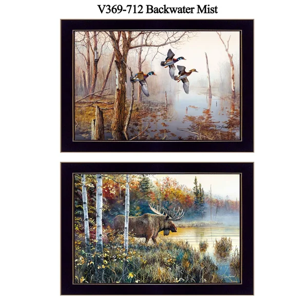 Backwater Mist Collection by Jim Hansen, Printed Wall Art, Ready to Hang, Black Frame