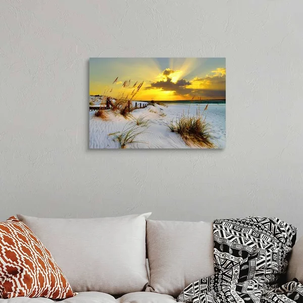 Landscape Photography Beach Golden Sunset, Canvas Wall Art, 30x20, Great Big Canvas