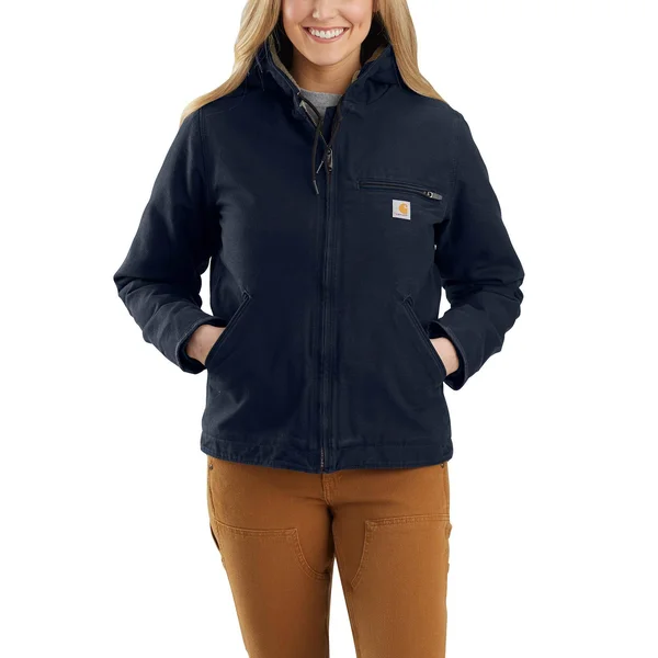 Carhartt Women's Washed Duck Sherpa Lined Jacket - Navy, Small
