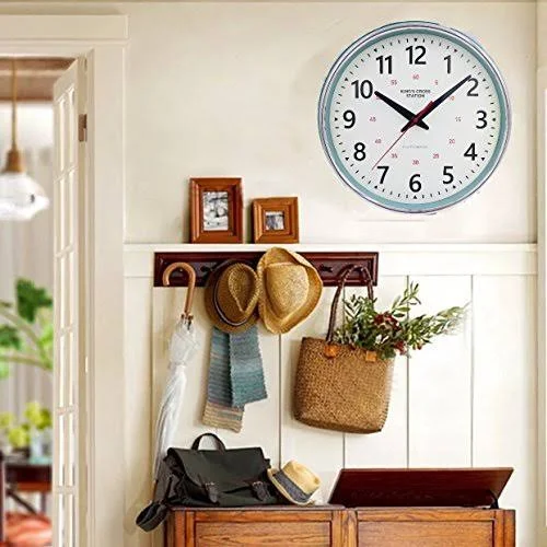 YAVIS 2018 Countryside Style Metal Wall Clock - Retro/vintage Wall Clock, Non Ticking, Silent 12.4x22 inch