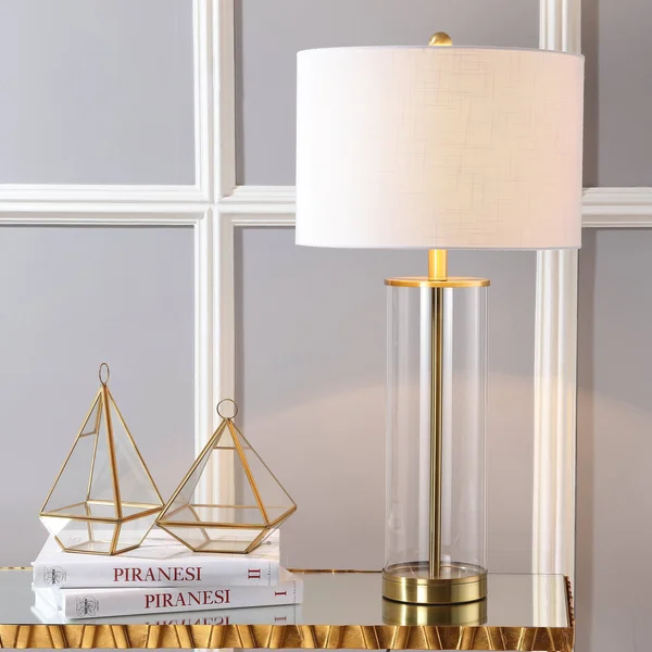 Collins 29.25x22 Glass LED Table Lamp - Brass Gold, Jonathan Y