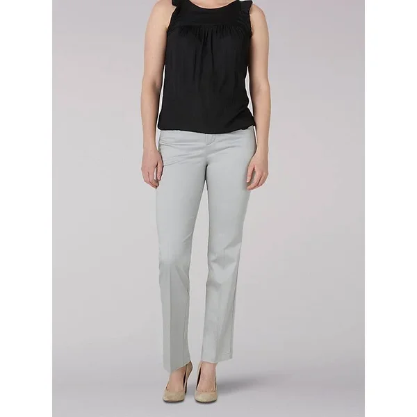 Women's Lee Flex Motion Straight-leg Pants - Size: 6 Regular, Grey