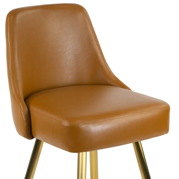 Glamour Home Set of 2 Auren Upholstered Stool with Golden Legs - Counter Height - 23-28 in.