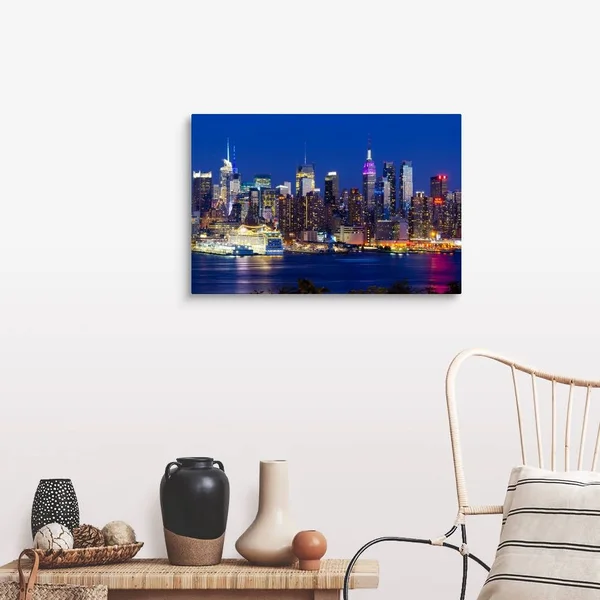 New York - Manhattan, Midtown Skyline Across The Hudson River, Large Solid-Faced Canvas Wall Art Print, Great Big Canvas