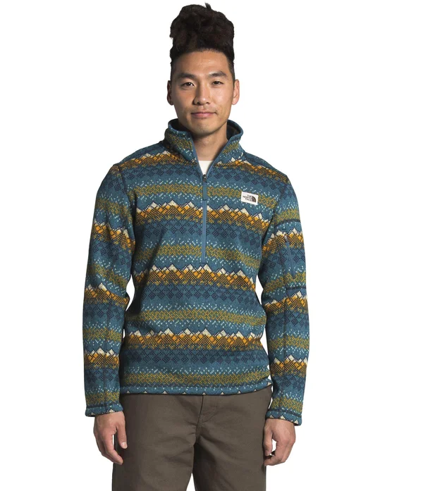 The North Face Men's Gordon Lyons Novelty 1/4 Zip Pullover (Size: XXL): Summit Gold Landscape Knit