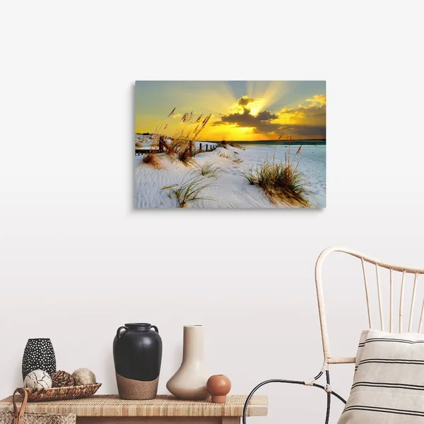 Landscape Photography Beach Golden Sunset, Canvas Wall Art, 30x20, Great Big Canvas