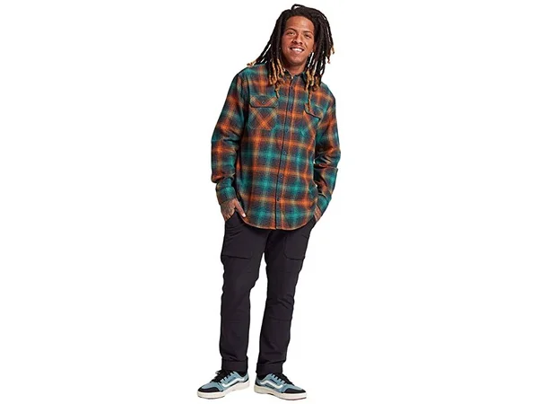Burton Men's Brighton Flannel, Antique Green Bad Hombre Plaid, M